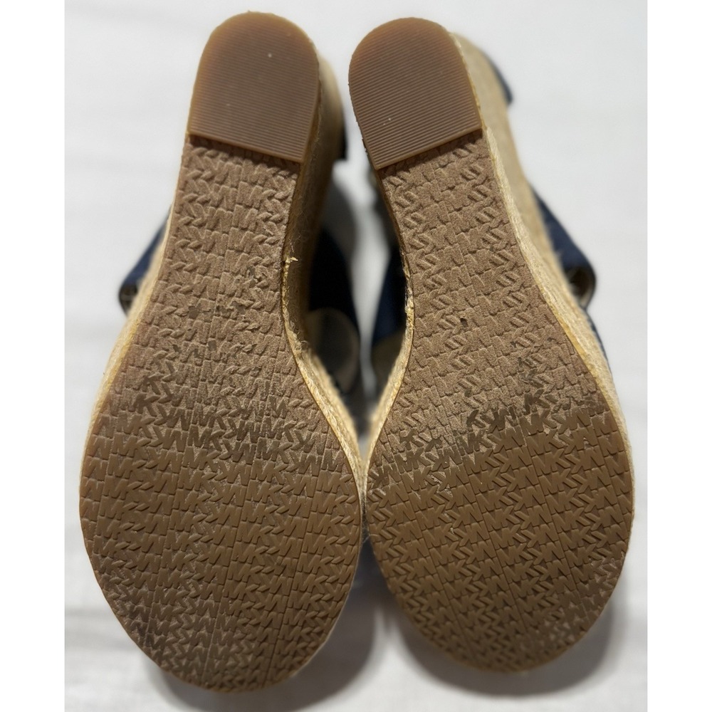 Michael Kors Berkley Navy Blue Canvas Front Zip Espadrille Wedge Sandals Size 7M - Picture 8 of 8